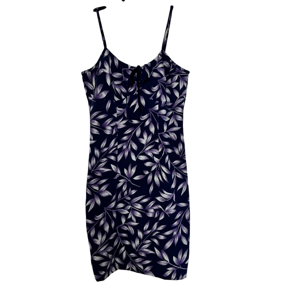 My Michelle Y2K Vtg Mini Dress Size 3/4 Blue Tropical Floral Coconut Girl Ribbon
